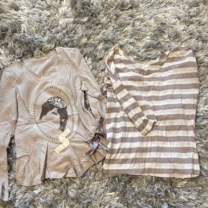 Stylish Kids' Tan and Brown Striped Tops